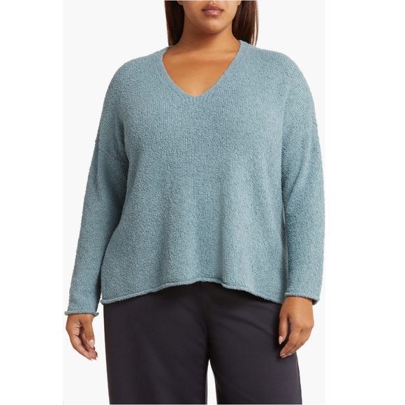 Eileen Fisher Organic Cotton Blend Sweater in Blue Steel, Very Soft, Size 1X NEW - Picture 1 of 9